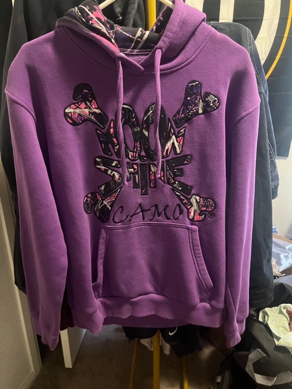 Purple Graphic Hoodie Sweatshirt - Camo Detail